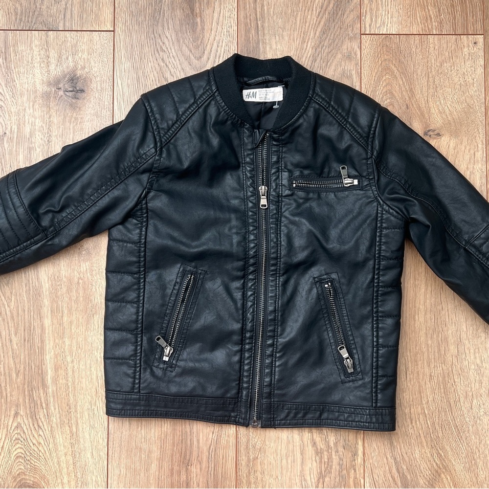 H&M Black Faux Leather Jacket (kids)